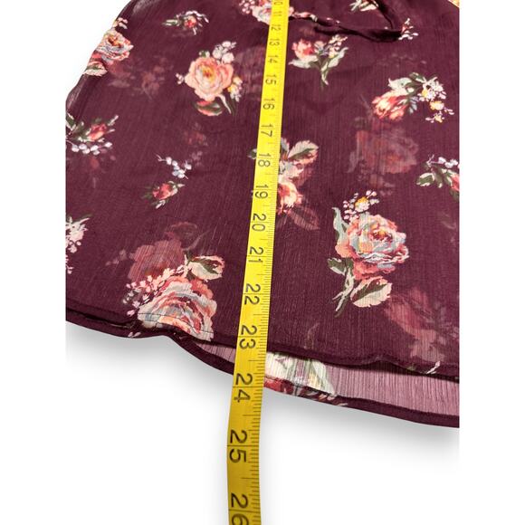 Abercrombie & Fitch Burgundy Floral Sheer Boho Blouse Size Small - Picture 5 of 6
